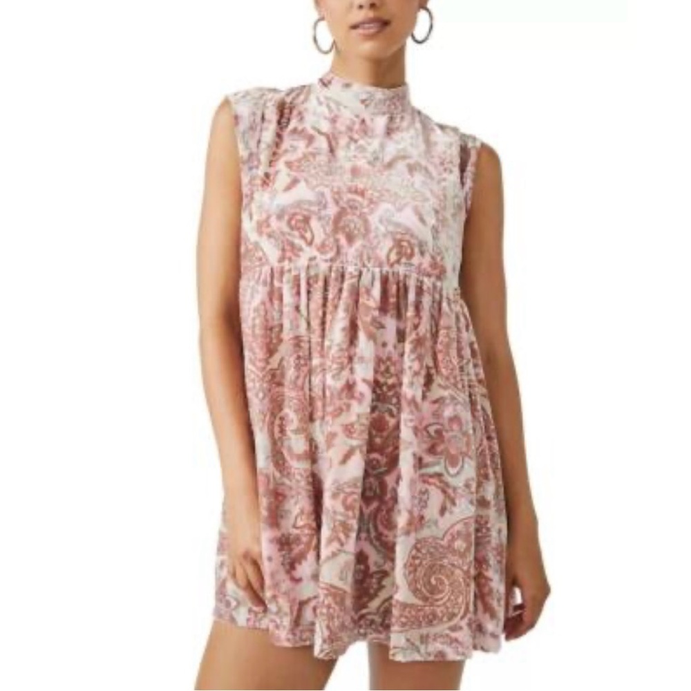 Free People Pink Paisley Mini Dress